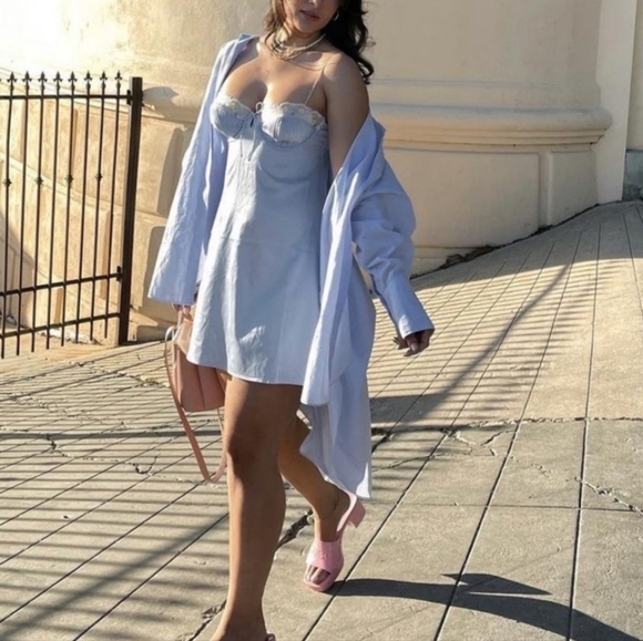 FOR LOVE & LEMONS BLUE PALOMA SLIP DRESS Cutout - Picture 1 of 10